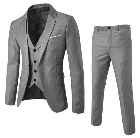 Stylish 3Sixty5 premium men's cotton suit in gray with a modern cut and sleek design