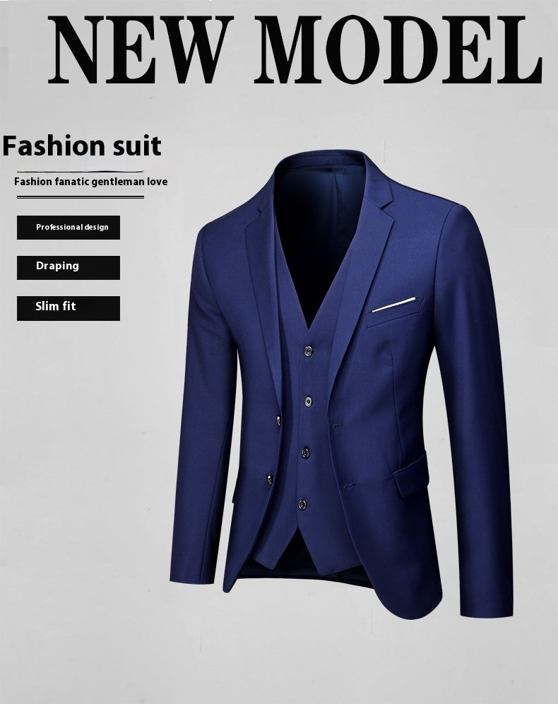 Stylish 3Sixty5 premium men's cotton suit in navy blue with slim fit and professional design