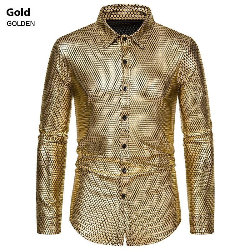Rhombus Bronzed Button - Up Shirt - Stylish 3Sixty5