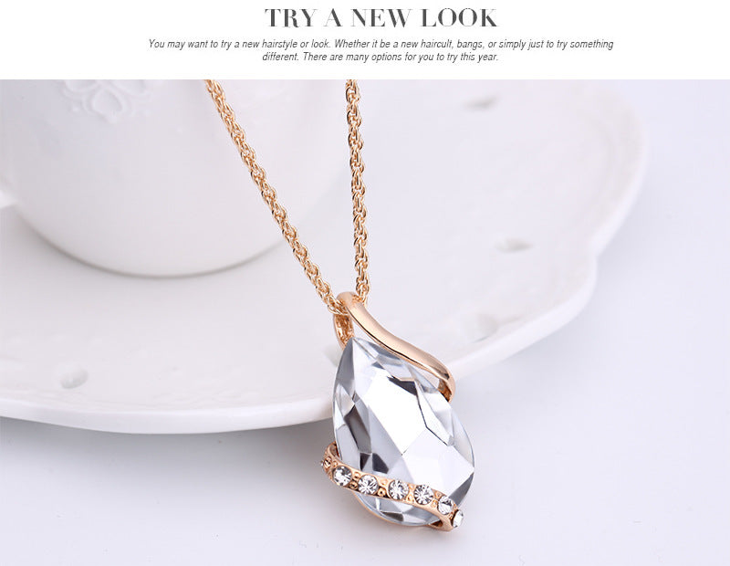 Stylish 3Sixty5 royal dewdrop jewelry set featuring a delicate necklace with a sparkling crystal pendant