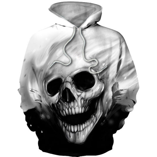 Skull Print Hooded Jacket - Stylish 3Sixty5