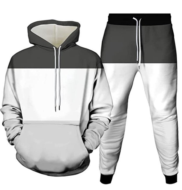 Sleek jogger and sweater outfit from Stylish 3Sixty5 in a modern color block design for casual wear