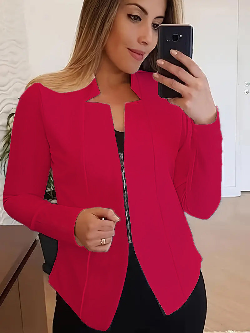 Stylish 3Sixty5 sleek women's zip jacket in vibrant red with a modern fit and zip front closure