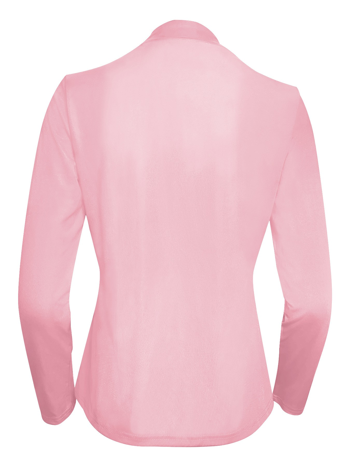 Back view of Stylish 3Sixty5 sleek women's zip jacket in soft pink color