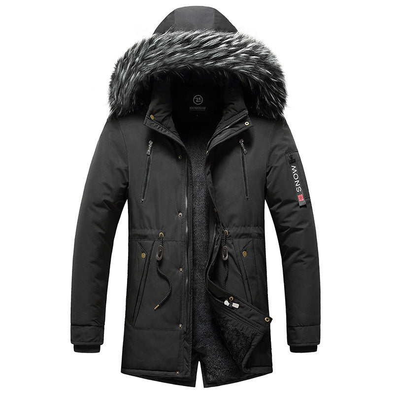 Stylish men's winter coat by Stylish 3Sixty5 featuring a fur-lined hood and multiple pockets