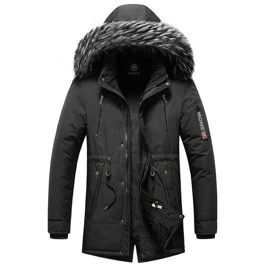 Stylish men's winter coat by Stylish 3Sixty5 featuring a fur-lined hood and multiple pockets