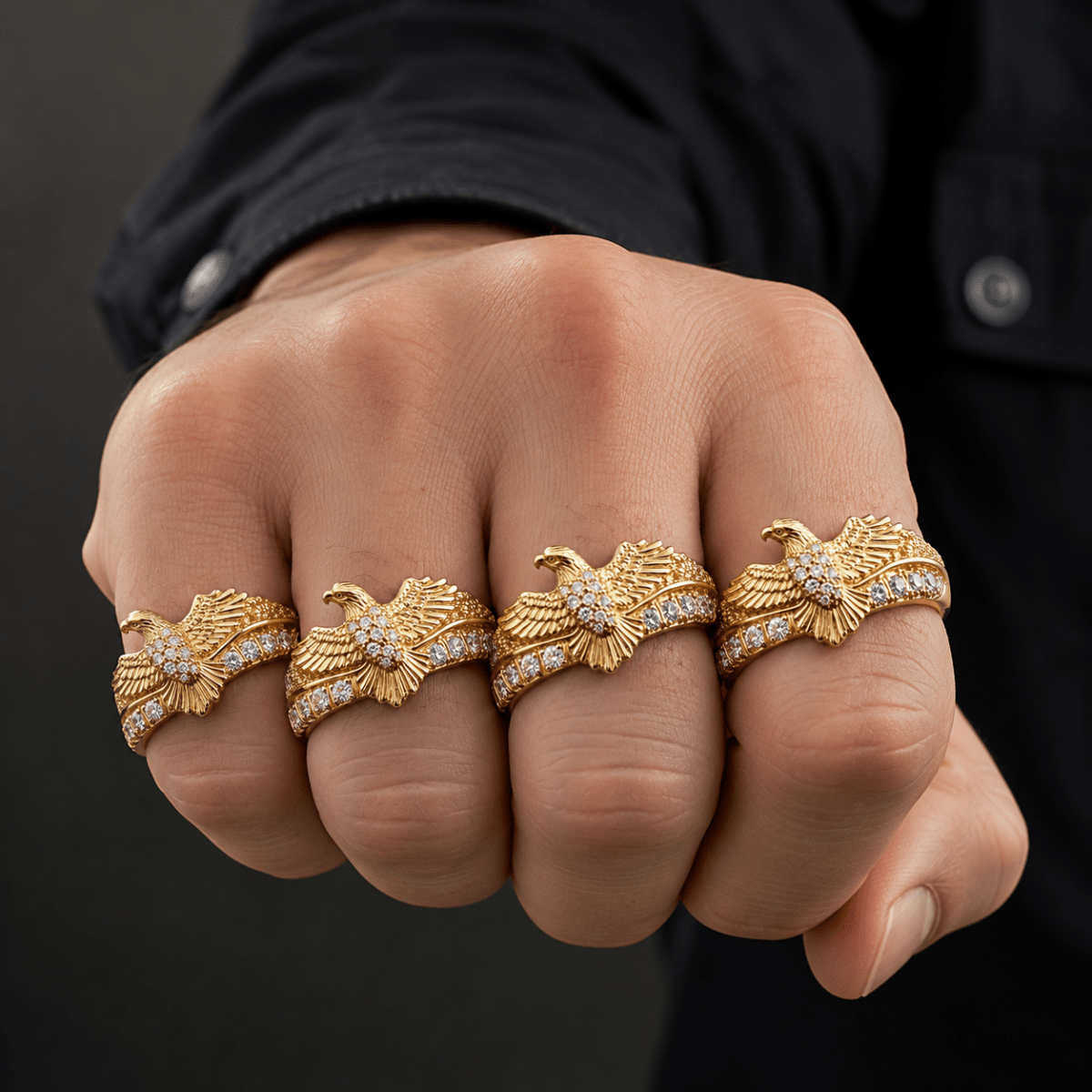 Golden Crest Eagle Ring - Stylish 3Sixty5