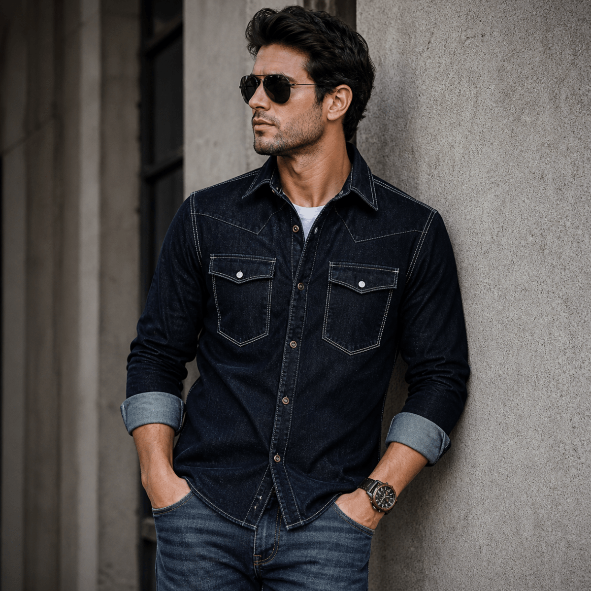 Men's Outland Denim Leisure Shirt - Stylish 3Sixty5