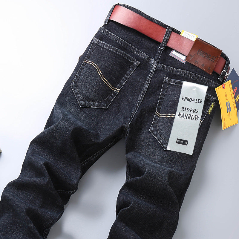 Stylish 3Sixty5 SwiftStyle tailored trousers in dark denim with detailed stitching and pockets