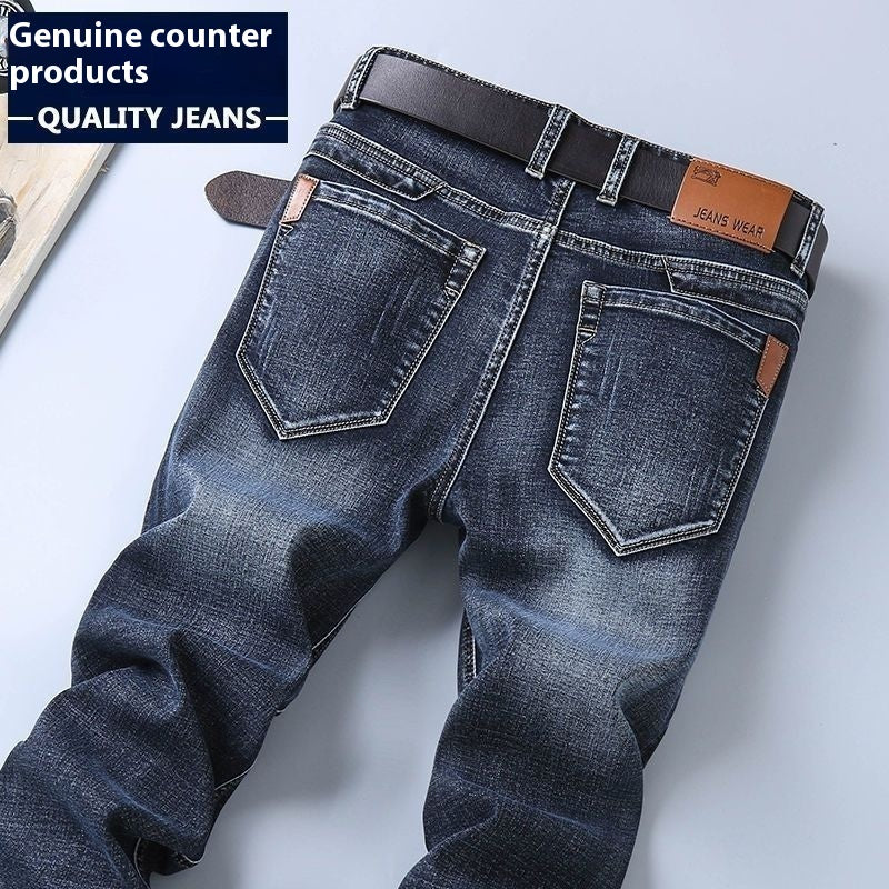Stylish 3Sixty5 SwiftStyle tailored trousers in dark wash denim with a classic fit and detailed stitching