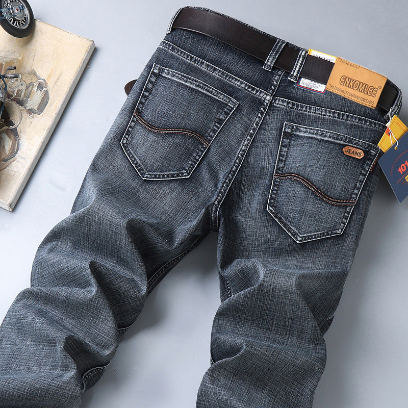 Stylish 3Sixty5 SwiftStyle tailored trousers in dark wash denim with detailed stitching and a modern fit