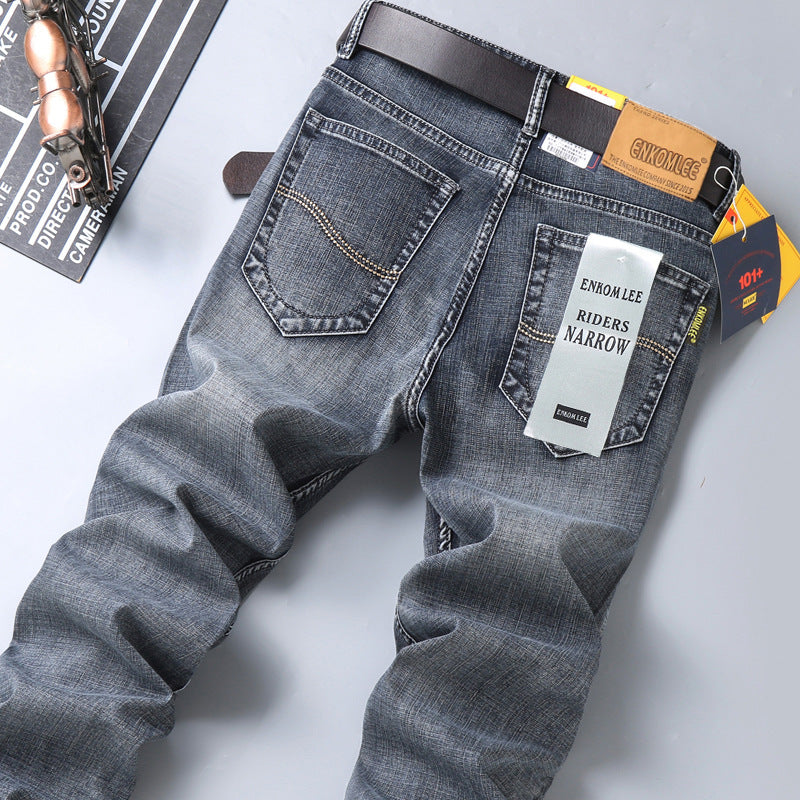 Stylish 3Sixty5 SwiftStyle tailored trousers in denim with a modern slim fit and detailed stitching