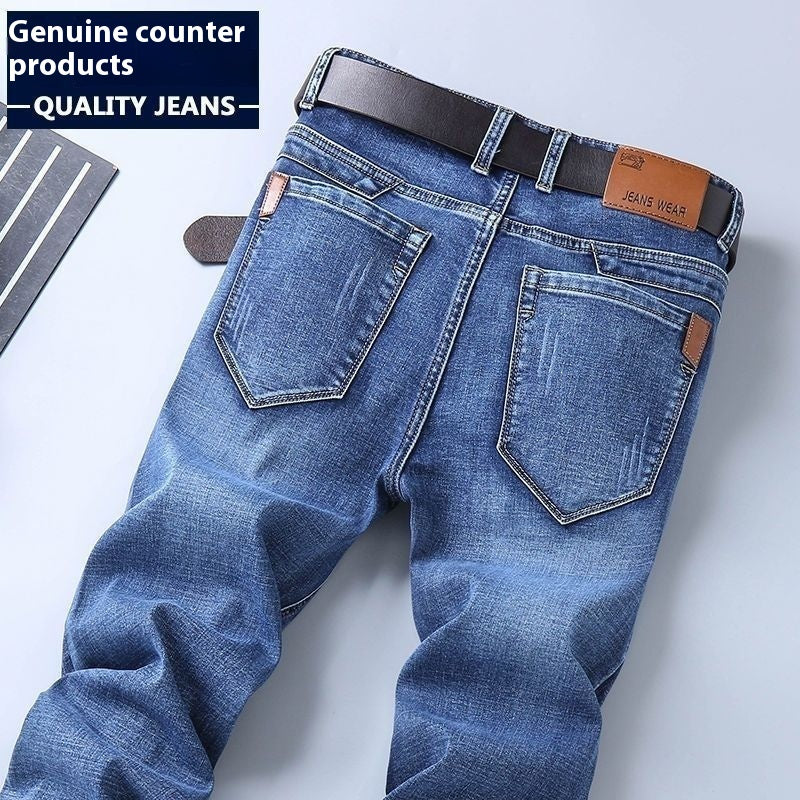 Stylish 3Sixty5 SwiftStyle tailored trousers in blue denim with a modern fit and classic details