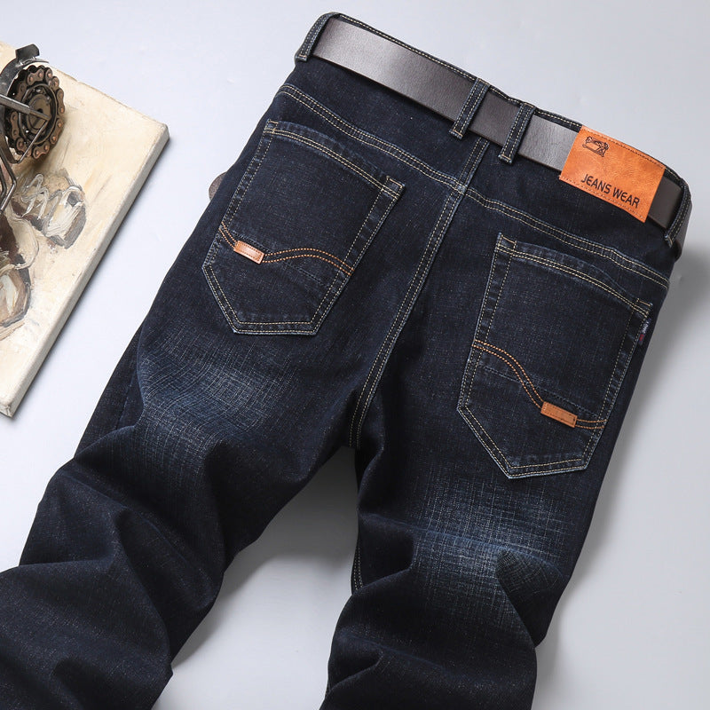 Stylish 3Sixty5 SwiftStyle tailored trousers with dark denim fabric and classic pocket design