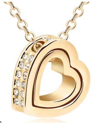 Stylish 3Sixty5 trendy statement necklaces featuring a gold heart pendant with sparkling crystals