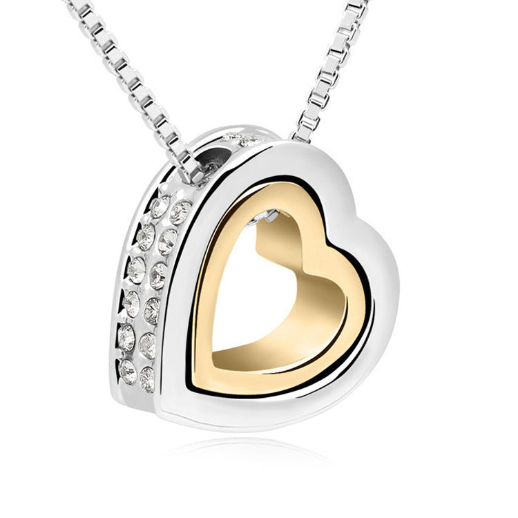 Stylish 3Sixty5 trendy statement necklaces featuring a heart pendant with crystals and a gold center