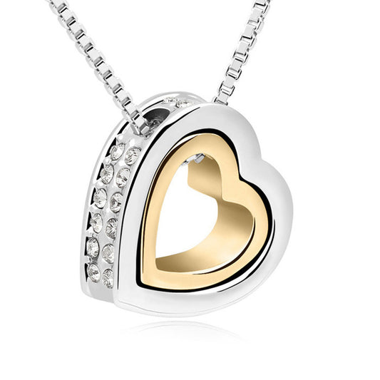 Stylish 3Sixty5 trendy statement necklaces featuring a heart pendant with crystals and a gold center