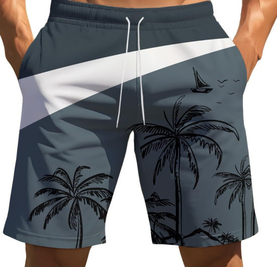 Stylish 3Sixty5 trendy summer swimwear for men with palm tree and sailboat design