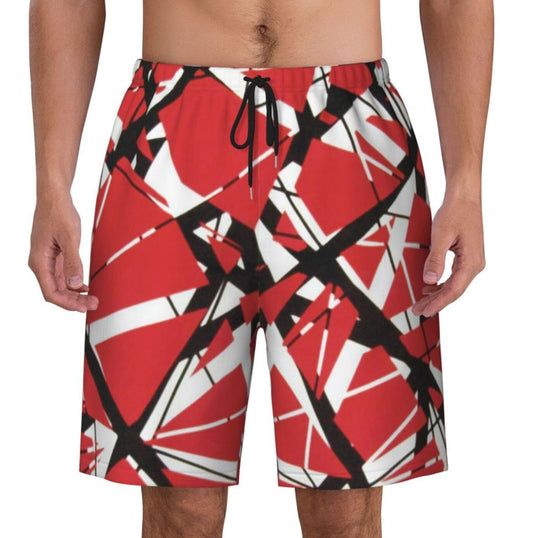 Stylish 3Sixty5 Men's Shorts in Red with Abstract Design, trendy summer swimwear for men