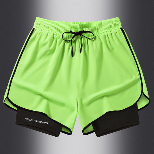 Stylish 3Sixty5 Neon Green Urban Training Shorts for Men with Inner Liner for Comfort