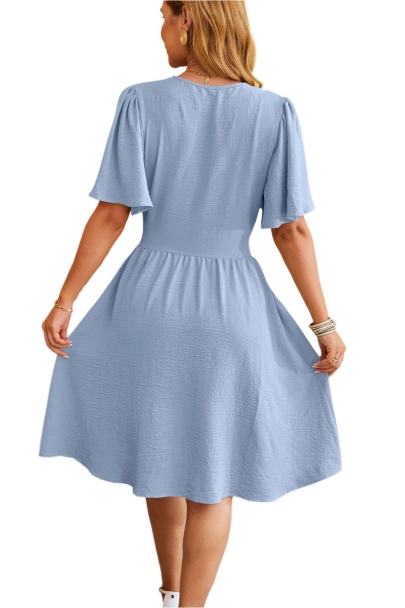 Velora Chic V - Neck Dress - Stylish 3Sixty5