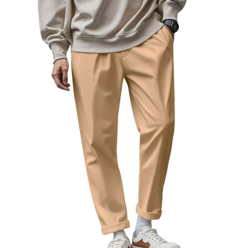 Stylish 3Sixty5 sleek business trousers in beige with a relaxed fit and rolled cuffs