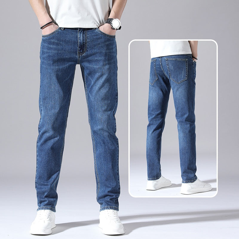 Stylish 3Sixty5 straight-leg denim pants men in blue with a classic fit and detailed back pockets
