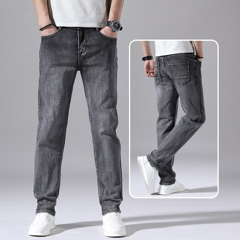 Stylish 3Sixty5 straight-leg denim pants men in gray with classic five-pocket design