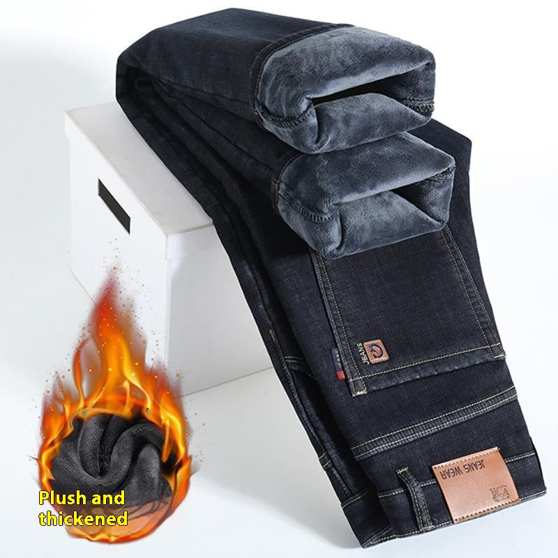 Stylish 3Sixty5 ultimate fleece straight pants in dark denim, featuring plush and thickened interior for warmth