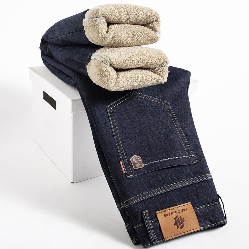 Stylish 3Sixty5 ultimate fleece straight pants in dark wash with cozy rolled cuffs