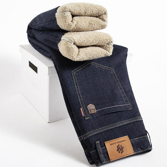Stylish 3Sixty5 ultimate fleece straight pants in dark wash with cozy rolled cuffs