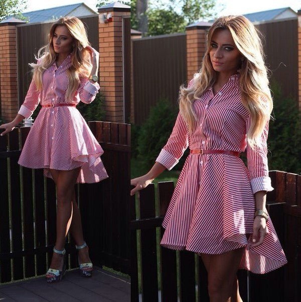 Women's Bold Stripe Blouse Dress - Stylish 3Sixty5